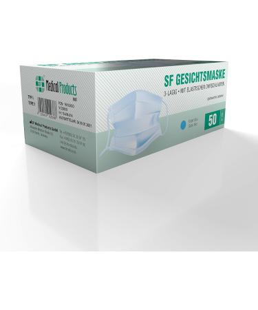Buy SF Mundschafts 50-Pack Medical Surgical Masks - EN 14683 Certified 3-Layer Disposable Face Masks for Mouth & Nose Protection - Buy Online on SooperMarket.com