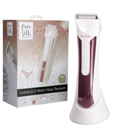 Pure Silk Body Hair Trimmer for Women Rechargeable Women s Trimmer for Body Hair with 4 Guide Combs Hypoallergenic and Heat-Resistant Ceramic Blades LCD Screen Built in Light Waterproof