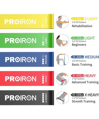 PROIRON Resistance Bands Set - 5 Exercise Bands for Men and Women with Guide and Carrying Bag - Buy Online on SooperMarket.com