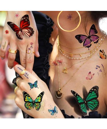 EGMBGM 6 Large Colorful Butterfly Temporary Tattoos - Realistic 3D Decals for Women, Girls, and Adults - Buy Online on SooperMarket.com