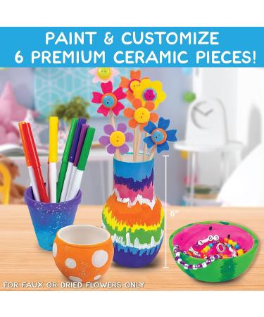 Paint Your Own Ceramic Pottery Kit for Kids | Fun Staycation Activity | Flower Pot, Vase & Bowl | Ages 6-9 - Buy Online on SooperMarket.com