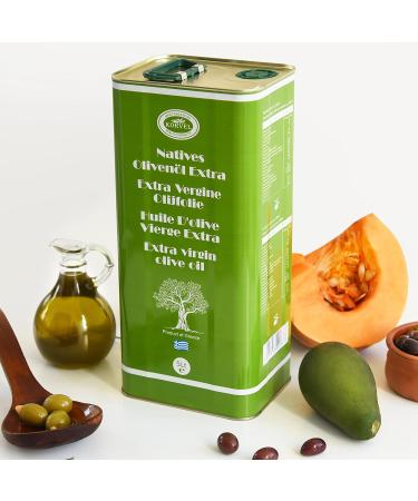 KORVEL Olive Oil - Premium Extra Virgin Olive Oil 5 liter - Fresh from the harvest - Cold pressed Olive oil 5l - Koroneiki Olives - Kalamata Region in Greece - Canister with spout - Buy Online on SooperMarket.com