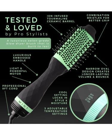 Buy MINT Professional 5-in-1 Ionic Hair Dryer Brush - Frizz Eliminating Black & Mint Green - Perfect for Fine & Thick Hair - Buy Online on SooperMarket.com
