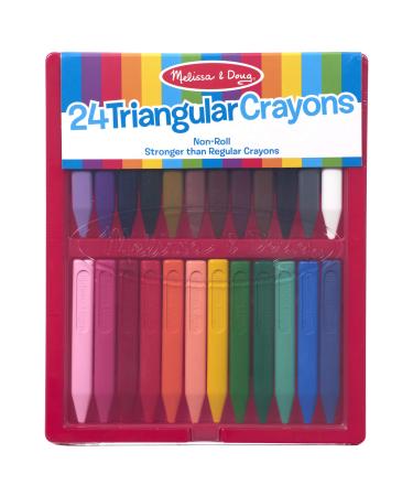 Melissa & Doug Triangular Crayons - 24-Pack in Flip-Top Case Non-Roll