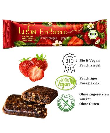 Buy Organic Fruit Bar Strawberry - 4x30g Lubs | Vegan & Kid-Friendly | Certified Organic Snack - Buy Online on SooperMarket.com