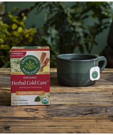 Traditional Medicinals Gypsy Cold Care Tea - 16 Caffeine-Free Wrapped Bags (0.99 oz) for Seasonal Relief - Buy Online on SooperMarket.com