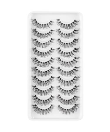 3D false eyelashes natural eyelashes pure handmade natural look fluffy artificial eyelashes multipack strip lashes 10 pairs (DSJ17)