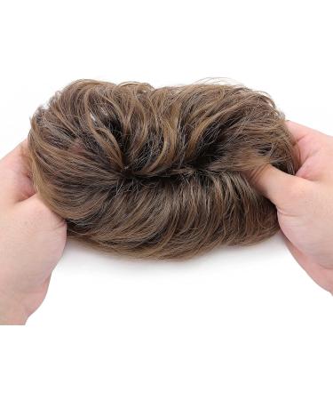 Thick Synthetic Hair Bun Extensions - Messy Hair Scrunchies for Women - Medium Brown to Coffee Brown (45g) - Light Brown Updo Ponytail Hairpiece - Buy Online on SooperMarket.com