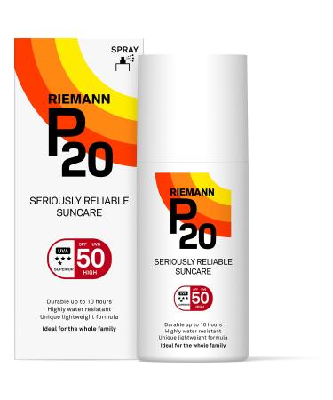 Riemann P20 Sunscreen SPF50 Spray 200ml | Long Lasting UVA & UVB Protection for up to 10 hours | Highly Water Resistant Standard Packaging