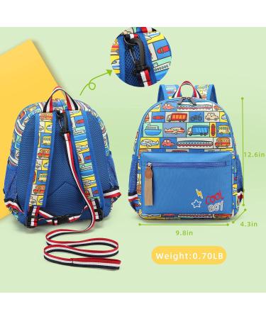 Willikiva Cartoon Bus Kindergarten Backpack with Leash | Waterproof Preschool Toddler Backpack for Boys and Girls (Car) - Buy Online on SooperMarket.com