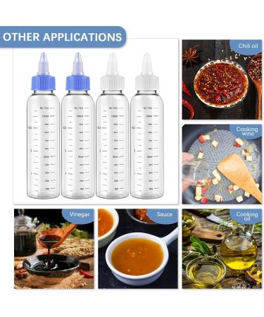 ASTER 4Pcs Oil Applicator Bottle for Hair Squeeze 4 OZ Empty Plastic Bottles Applicator with Twist Top Cap Clear Plastic Refillable Bottle PET Open/Close Nozzle - Multi Purpose(White Blue) - Buy Online on SooperMarket.com