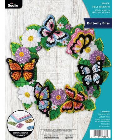 Bucilla Felt Applique Wreath Kit  Butterfly Bliss Felt Applique Wreath Making Kit  Perfect for DIY Arts and Crafts  89636E