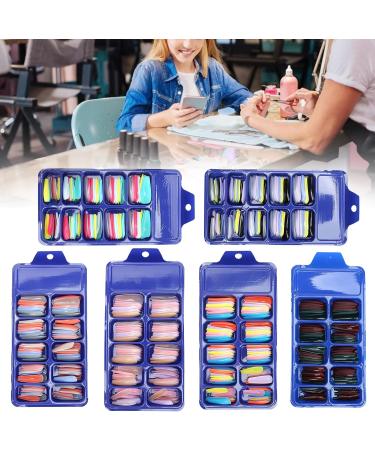 Colorful Nail Tip Pure Color Full Cover Nail Tip Home Salon Stylish Colorful False ABS Material Fake Nail Manicure Tool Easy to Cut(05) - Buy Online on SooperMarket.com