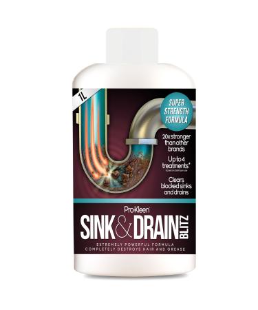 1L of Pro-Kleen Sink & Drain Blitz - Plughole Sink & Drain Unblocker - Super Strength Formula