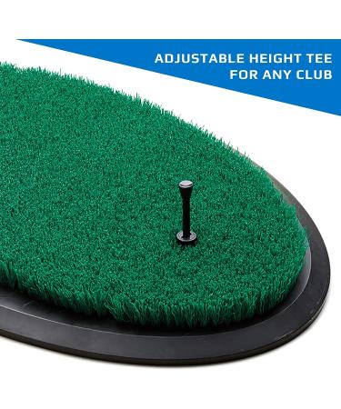 Fiberbuilt Flight Deck Oval Golf Hitting Mat | Real Grass-Like Performance | Adjustable Height Tee | Black/Green | 21.25 x 13.5 x 1.75 | Indoor/Outdoor - Buy Online on SooperMarket.com