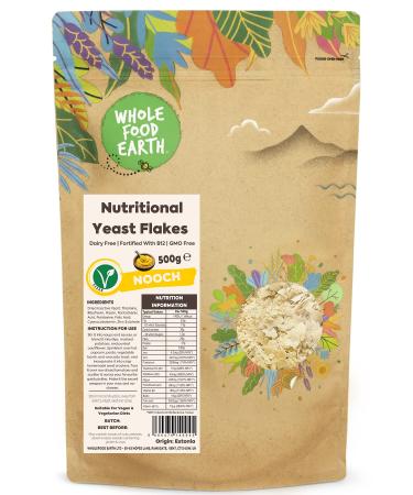 Wholefood Earth - Nutritional Yeast Flakes 500 g - with B12 Dairy Free GMO Free Vegan