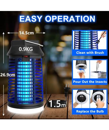 Wueaoa 15W Electric Insect Destroyer with LED Light - 4200V UV Mosquito Trap for Indoor & Outdoor Use - Buy Online on SooperMarket.com
