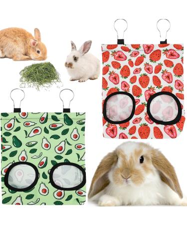 2 Pcs Hay Bag Rabbit Hay Feeder Rabbit Feeder Hamster Guinea Pig Hay Storage Bag Rabbit Hay Feeder Bag Small Pet Hanging Food Feeding Bag (Pink & Green)