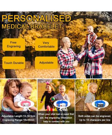 Customized Kids Safety ID Wristband | Personalized Medical Alert Bracelet for Boys & Girls | Outdoor Anti-Lost Bracelet with Cartoon Pattern | Blue Silver Butterfly Design - Buy Online on SooperMarket.com