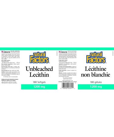 Lecithin 1200mg-Unbleached (180Capsules) Brand: Natural Factors - Buy Online on SooperMarket.com