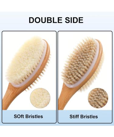 2 Pack Bath Brush Set: Long-Handled Luffa Brush & Double-Sided Bristle Brush with Hooks - Buy Online on SooperMarket.com