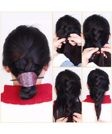 6-Piece Leather Hair Barrette Set for Women | Hair Accessories with Stick | Hair Clip Ponytail Pin for Long Hair - Buy Online on SooperMarket.com