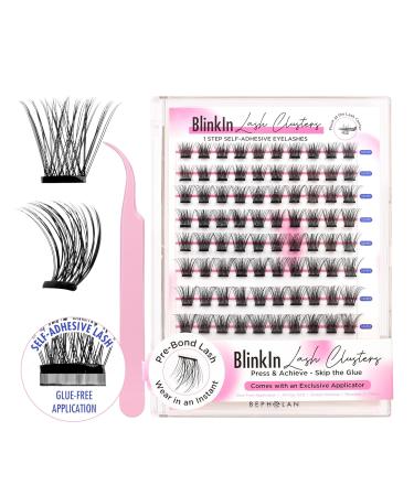 BEPHOLAN Self-Adhesive Lash Clusters Kit - 100pcs D Curl Eyelashes (10-16MM) with Tweezers - No Glue Needed for Easy Application - Buy Online on SooperMarket.com