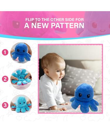 XEANCO Octopus Plushie - Double-Sided Flip Reversible Soft Stuffed Toy for Kids and Friends in Sea Green Blue | Perfect for Playing & Expressing Mood - Buy Online on SooperMarket.com