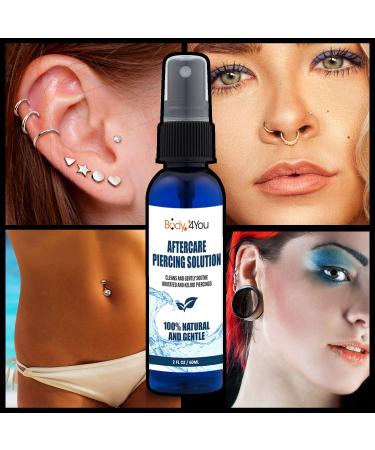 BodyJ4You Piercing Aftercare Saline Cleanser Spray - Case of 24x60ml | Natural Care Treatment Solution with Tea Tree, Aloe, and Sea Salt - Buy Online on SooperMarket.com