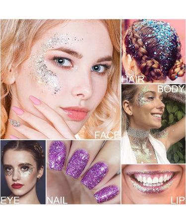 Mermaid Sequins Glitter Gel Set for Body, Hair, Face, Nails - Long Lasting & Waterproof - 10 Colors Available - 2PCS (8 RED) - Buy Online on SooperMarket.com