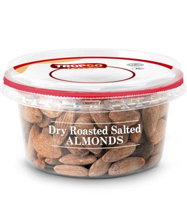 Tropgo Roasted Salted Almonds 180g Tub - Almond Nuts in Resealable and Recyclable Tub - Wholesome Trail Mix with Fibre Protein and Essential Minerals - Healthy Nuts for All Ages