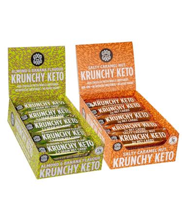 GOOD GOOD Krunchy Keto Bar (30x35g) - High Fibre Low Carb All Natural No Sugar Added - Salty Caramel Nut + Almond & Ba