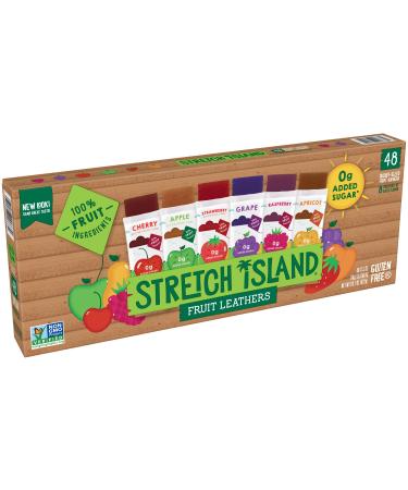 Stretch Island Fruit Leather Snacks Variety Pack Cherry apple strawberry apricot grape respberry (Pack of 48)