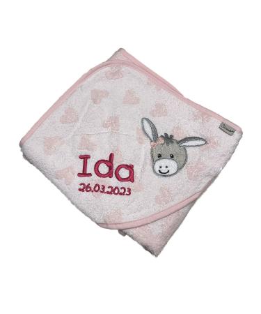 Sterntaler bath towel 80x80 cm made of 100% cotton personalized with name/including embroidery (Emmi Girl pink)