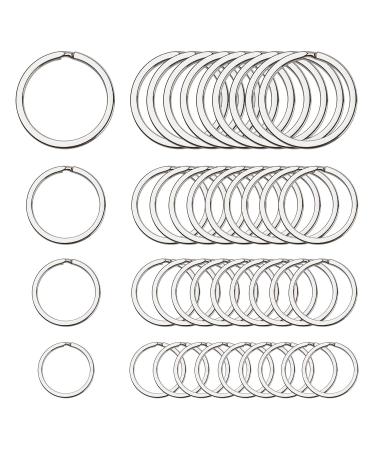 Teskyer Flat Key Ring 40 Pack 4 Sizes Split Metal Key Rings for Organizing Home Car Office Keys and Accessories Silver (0.98INCH 1.10INCH 1.25INCH 1.37INCH)