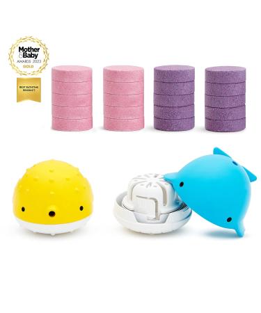 Munchkin Baby Bath Bombs & Toy Donor Set | Fun Water-Dyeing Tablets & Moisturizing Shower Toys for Kids - 20 Bombs & 2 Dispensers - Buy Online on SooperMarket.com