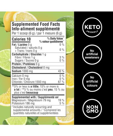 Organika Electrolytes Extra-Strength Powder- Lemon Lime- High in Sodium for Sport Recovery - Saltier Taste Sugar-Free Hydration and Electrolyte Replenishment - 180g - 30 servings Lemon Lime 30 Servings (Pack of 1) - Buy Online on SooperMarket.com