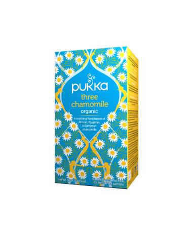 Pukka Three Chamomile Organic Herbal Tea with African Egyptian and European Chamomile Flower for a Relaxing Moment(4x20 Tea Bags) Three Chamomile 20 Count (Pack of 4)