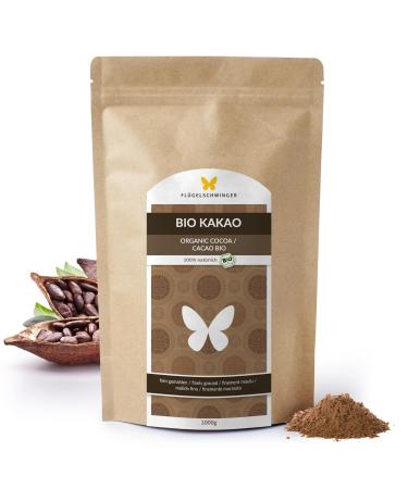 1kg organic cocoa powder raw & undooted 100% natural without additives without sugar from organic cultivation 100% cocoa strongly de -oiled 11% fat raw cocoa raw food (1000g) 1 kg (1 Pack)