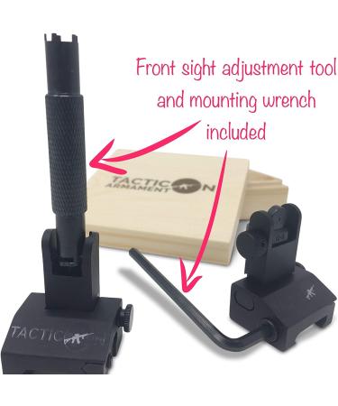 Tacticon Armament Flip Up Iron Sights for Rifle with Adjustment Tool - BUIS Set for Picatinny/Weaver Rails - Buy Online on SooperMarket.com
