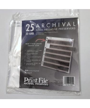 Print File 35mm Size Negative Pages Holds Six Strips of Six Frames, Pack of 25