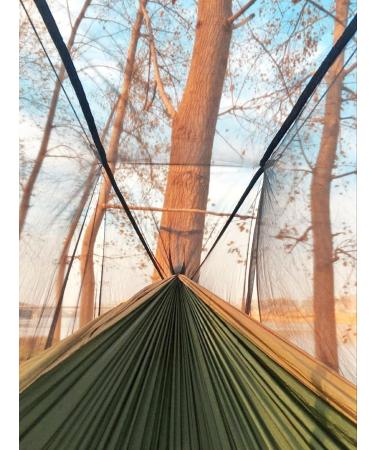 Sunyear Camping Hammock  Portable Double Hammock with Net  2 Person Hammock Tent with 2*10ft Straps  Best for Outdoor Hiking Survival Travel Army Green/Khahi 55"W*106"L - Buy Online on SooperMarket.com