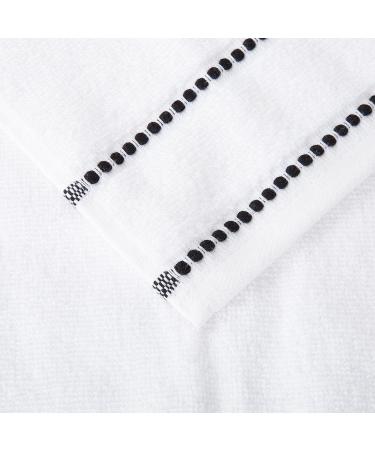 Luxury Cotton Towel Set - Quick Dry Zero Twist - 6 Piece Set - White/Black - Lavish Home - 12 x 12 - Buy Online on SooperMarket.com