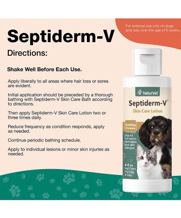 NaturVet Septiderm-V Skin Care Lotion for Dogs & Cats - Pet Health Supplement for Dermatitis, Allergies, Hot Spots, Rashes - 4 Oz - Buy Online on SooperMarket.com