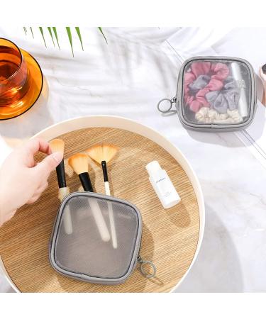 4-Piece Gray Mesh Travel Toiletry Bag Set - Portable Cosmetic Makeup Pouch with Zipper for Daily Accessories - Buy Online on SooperMarket.com