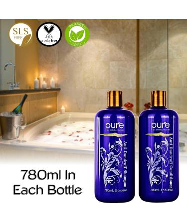 Moisture Renewal Anti Dandruff Shampoo & Conditioner Set | Organic Itchy Scalp Treatment for All Hair Types - 100% Natural & Safe - Buy Online on SooperMarket.com