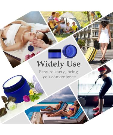 5 oz Blue Plastic Cosmetic Jars with Lids - Set of 12 Refillable Containers for Creams, Lotions, Makeup, Bath Salt, Ointments, and Body Butter - Buy Online on SooperMarket.com