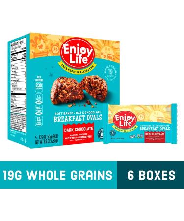 Enjoy Life Dark Chocolate Soft Baked Ovals Breakfast Bars - Vegan, Gluten Free, Dairy Free, Nut Free, Soy Free, Non GMO - 6 Boxes Bulk Granola Bars - Buy Online on SooperMarket.com