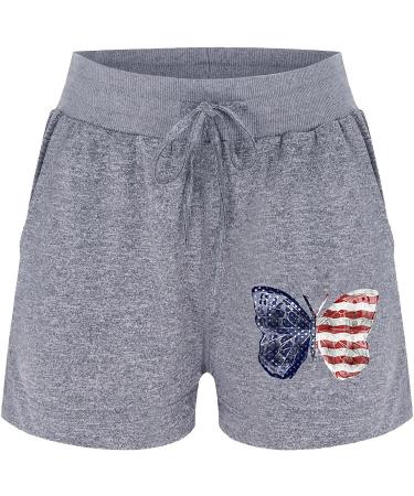 Womens Girls Comfy Summer Shorts | Elastic Waist Sports Athletic Sweat Shorts with Pockets | Y2k Tracksuit Workout Shorts - A-grey Large - Buy Online on SooperMarket.com