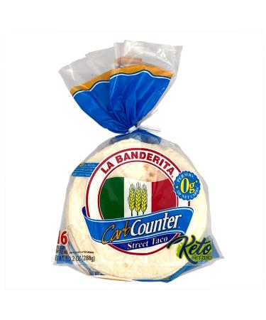 La Banderita Carb Counter Street Taco  4" Flour Tortillas Keto 0g Net Carbs Low Carb  10.2 oz. 16 Count (Pack of 6)